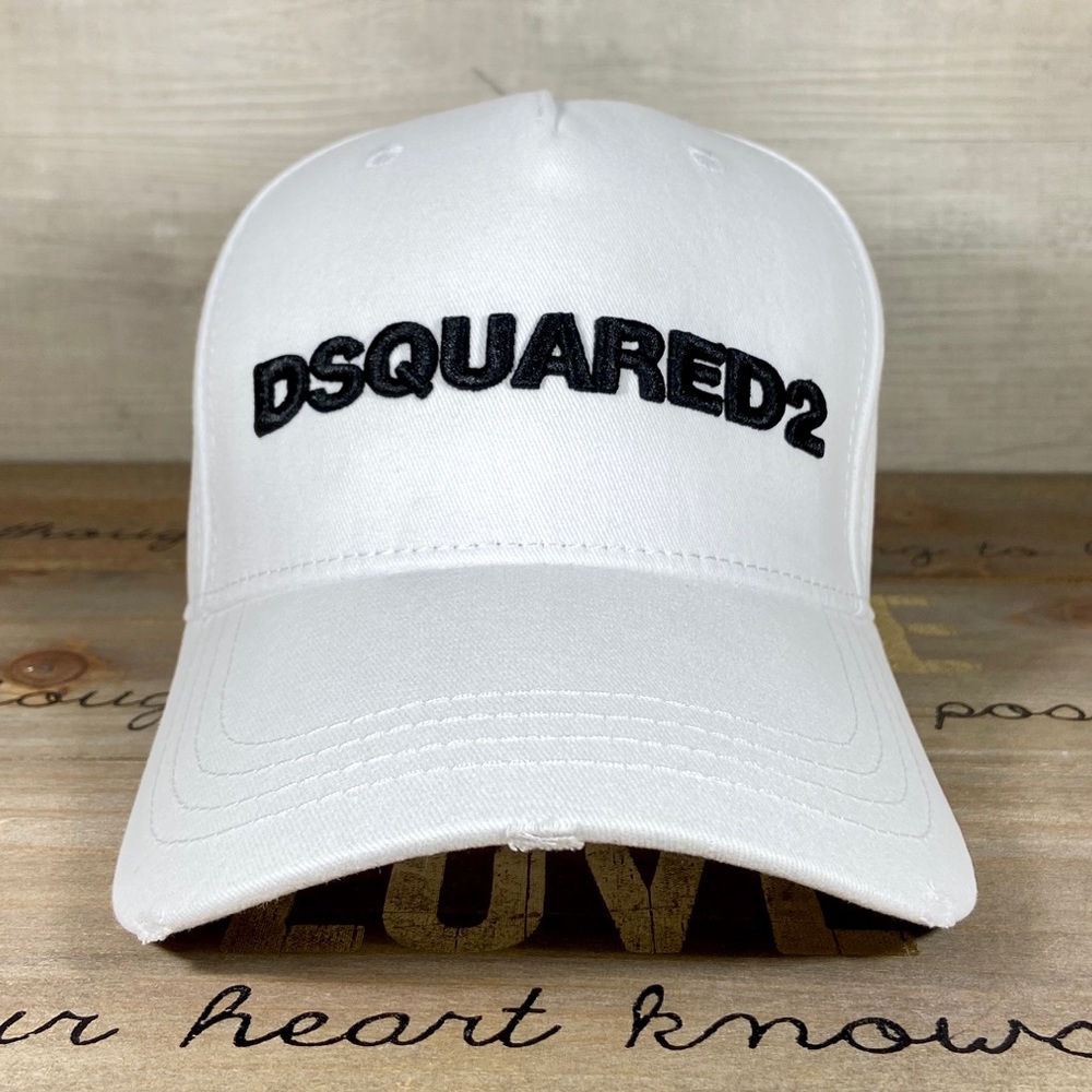 DSQUARED 2 WHITE Embroidered Baseball Cap Hat